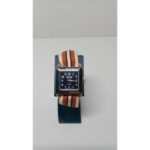 Swap Women's Rectangle Shape Watch Striped Fabric Band